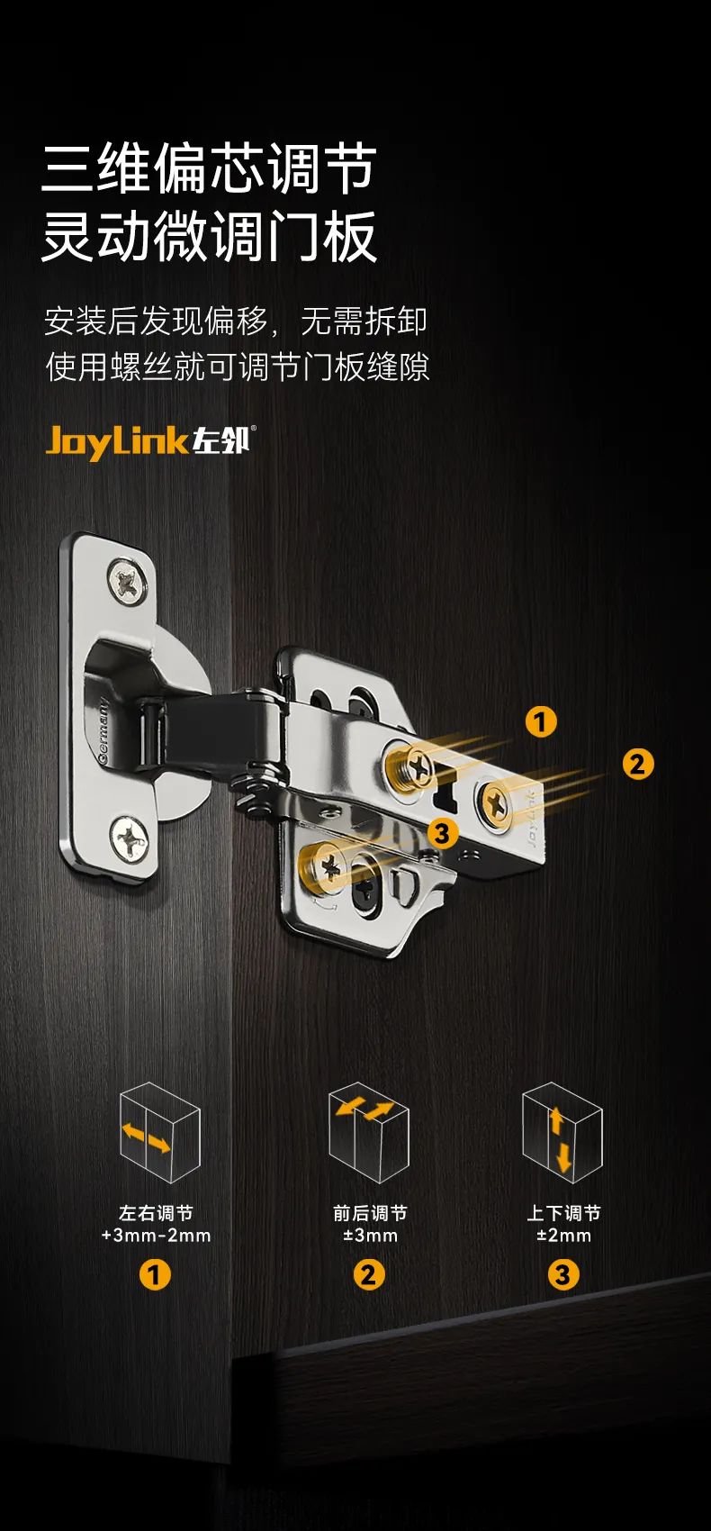 【 JoyLink左邻 】35杯厚门三维铰链，轻装上阵配图1